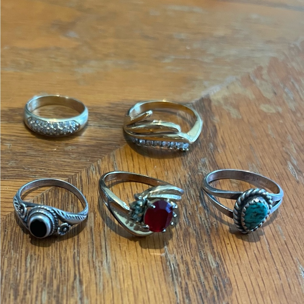Silver and Gold Gemstone Ring Collection
